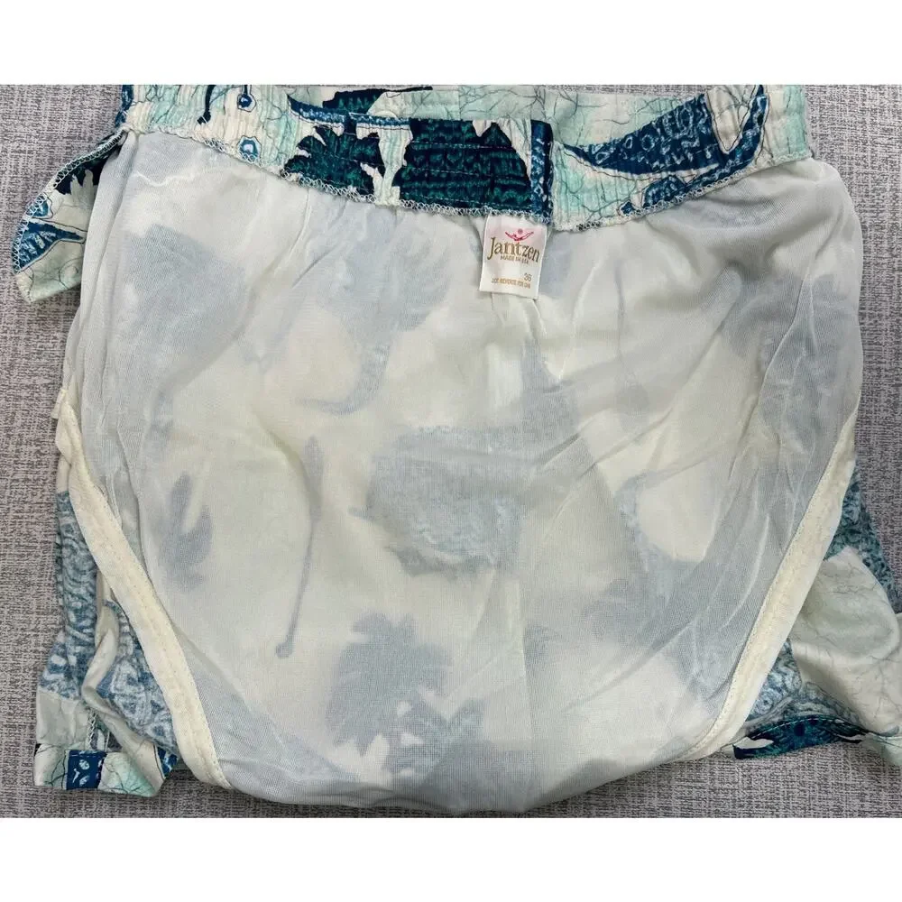 Vintage 70’s Jantzen Short Swim Trunks 28 waist USA Blue Hawaiian Print Retro
